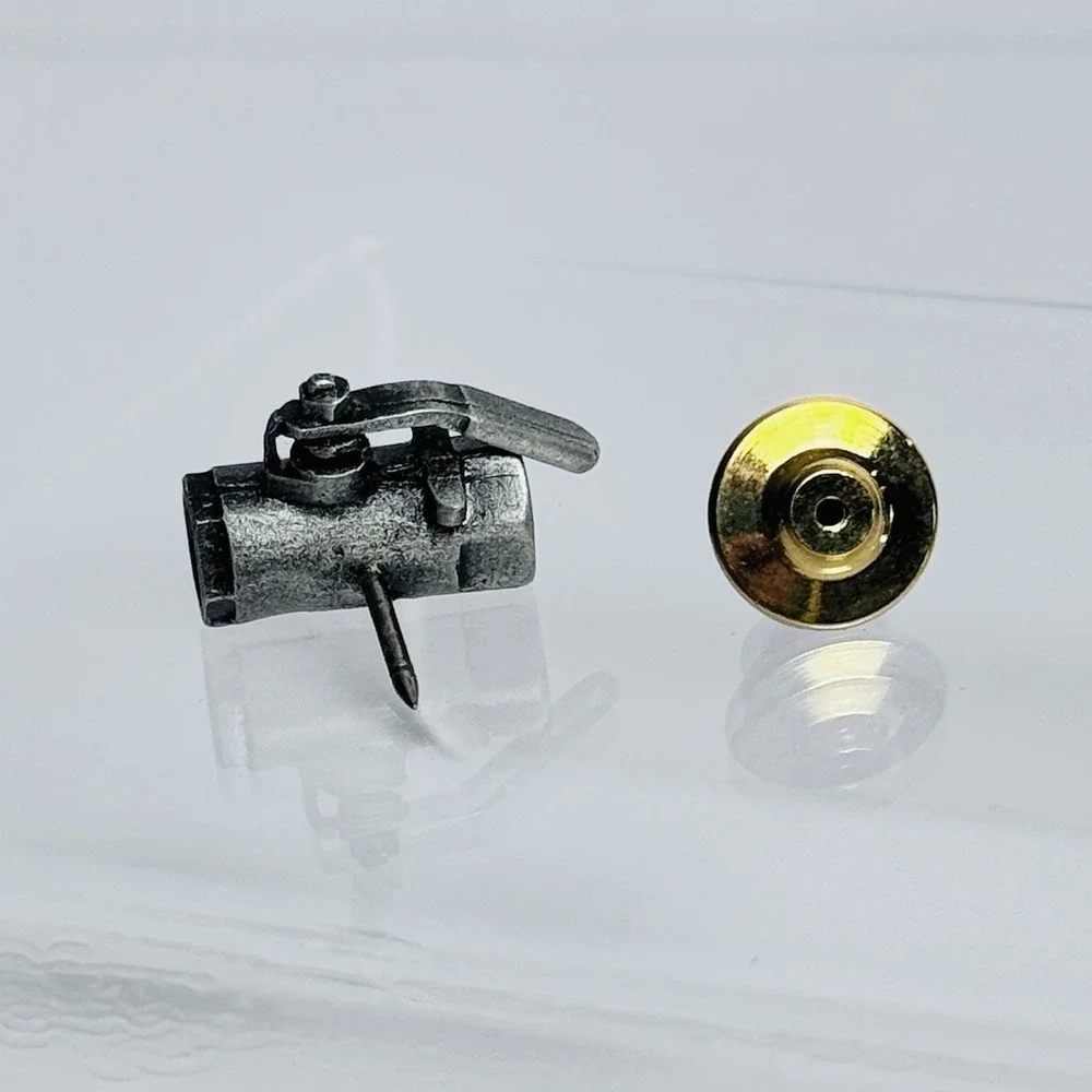 Jenkins Metal‎ Valve Tie Tack Lapel Pin Silver Tone EUC